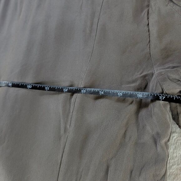 Temperely London Ruffled Blouse Women's Small/Medium Gray Short Sleeve Silk - Picture 6 of 8